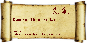 Kummer Henrietta névjegykártya
